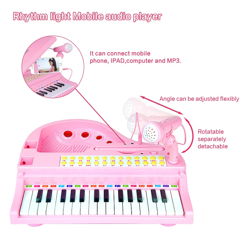 Losbenco Kids Piano Keyboard Toy lights illuminate learning during demo songs sessions