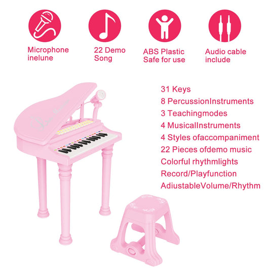 Losbenco Kids Piano Keyboard Toy with microphone encourages singing and confidence