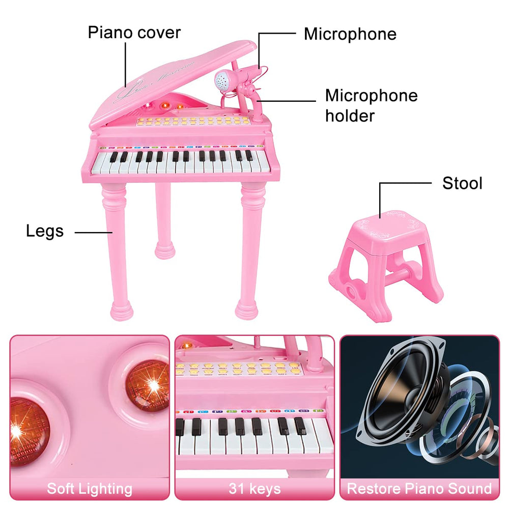 Losbenco Kids Piano Keyboard Toy MP3 connection enables personalized practice
