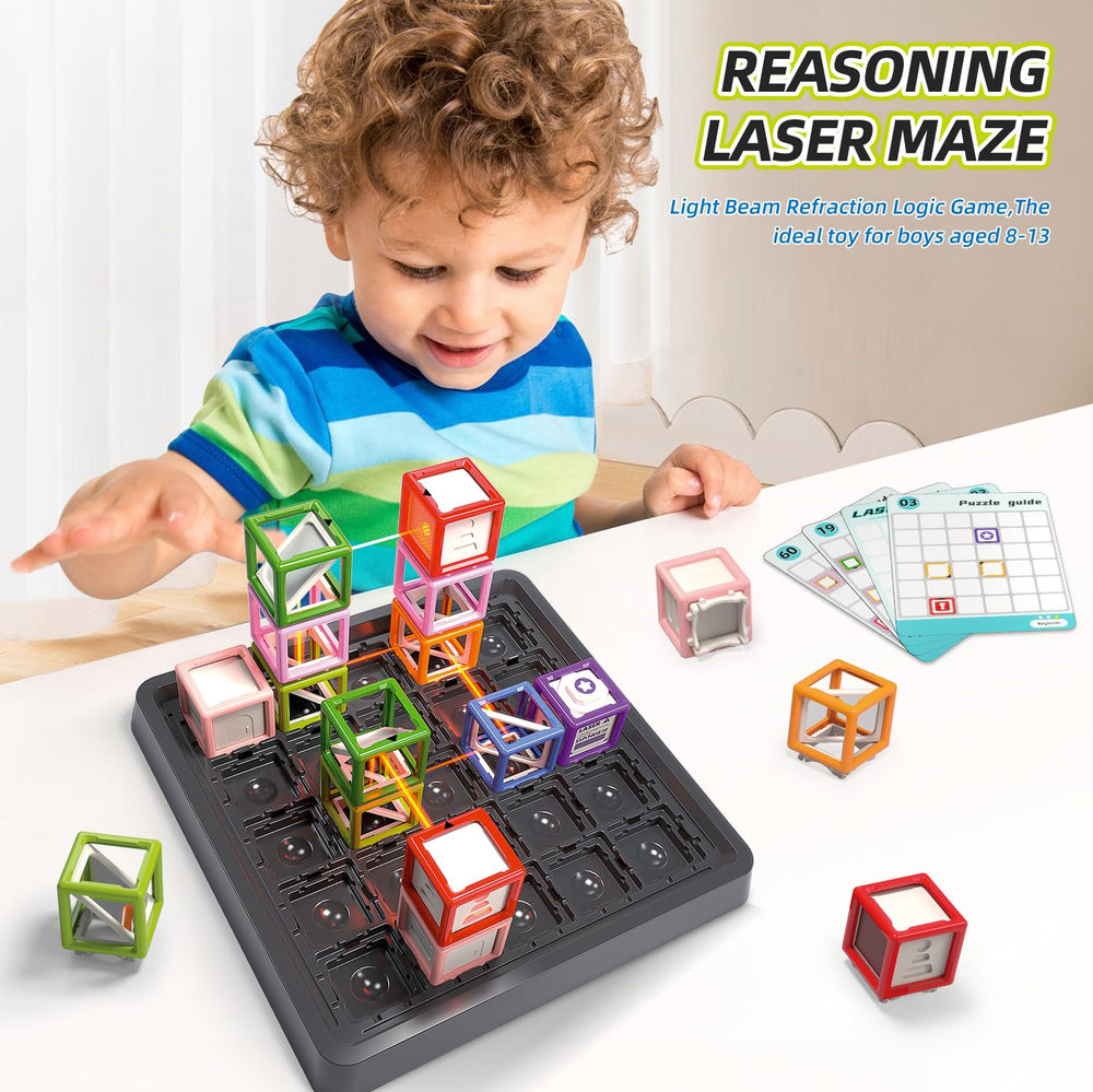 Losbenco Laser Reasoning Angle Setup highlights mirror angles to solve challenges.