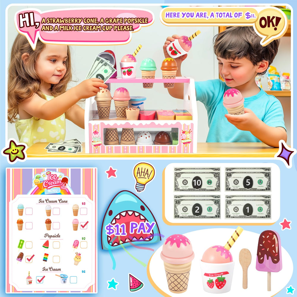 Loscola ice cream scooper guiding precise scooping in pretend play