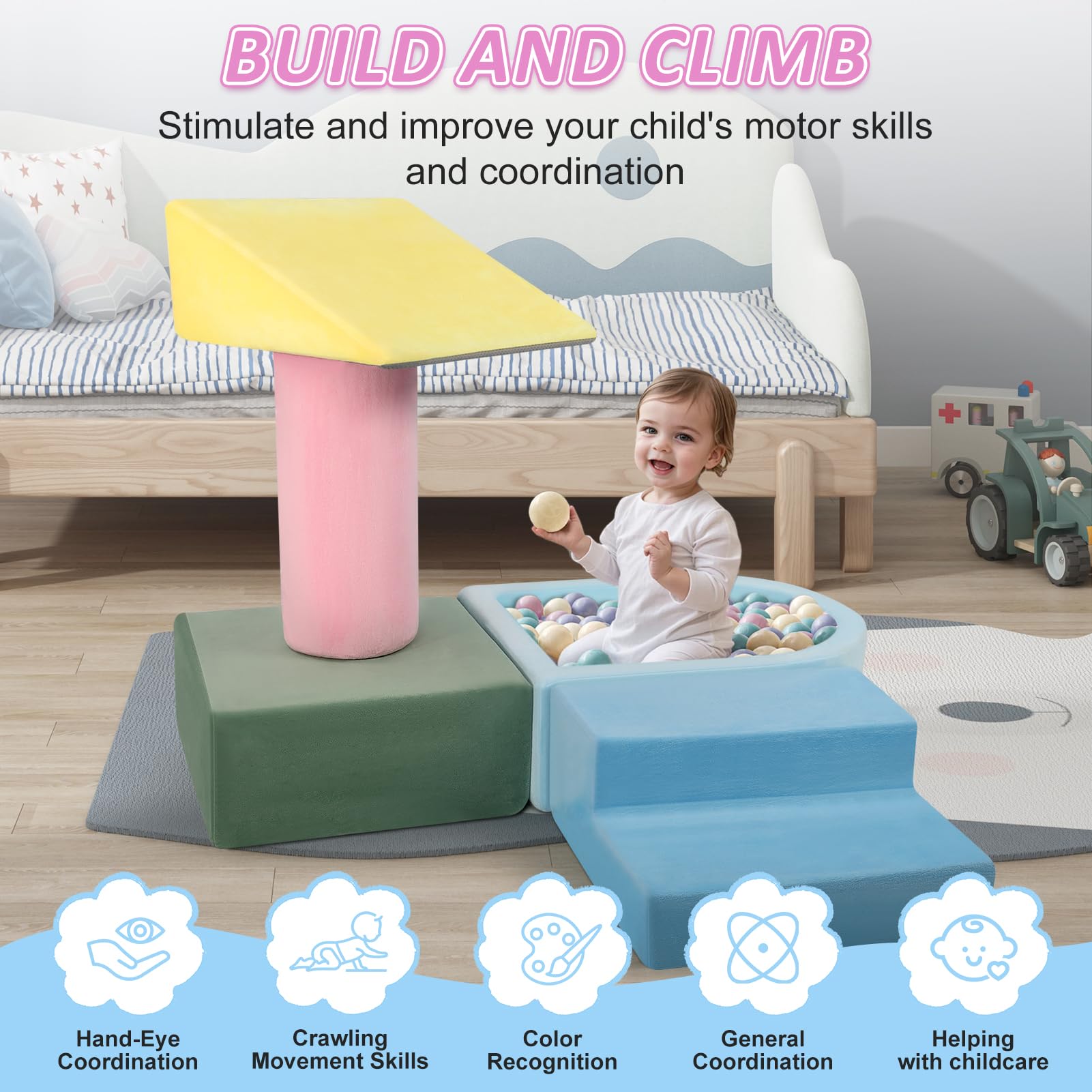 LOSEEF pink column block inspires imaginative structures and constructive physical exploration.