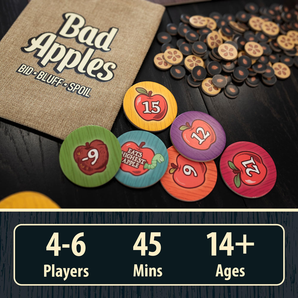 Lost Boy Entertainment Bad Apples players around table ready to bid and bluff.