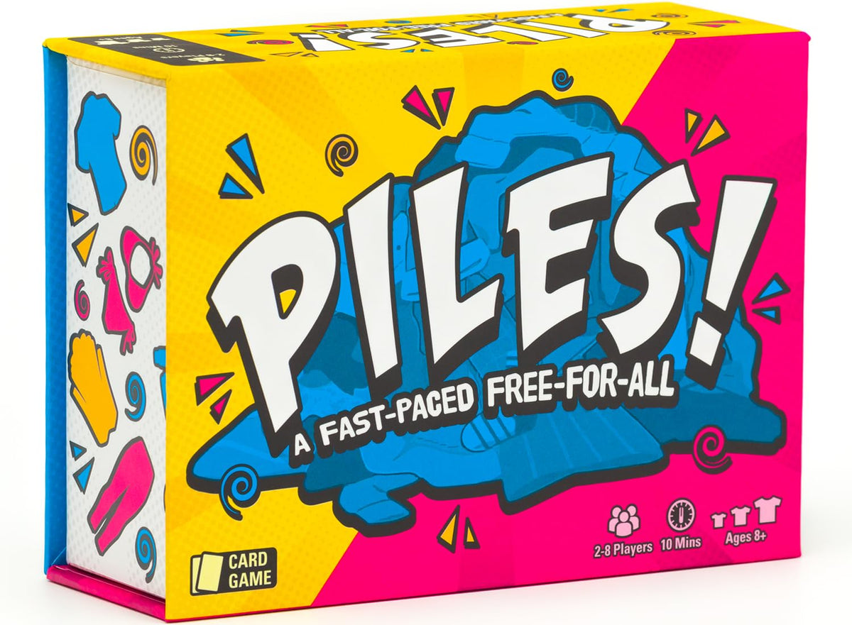 Lost Boy Entertainment Piles game box for fast-paced family card play.