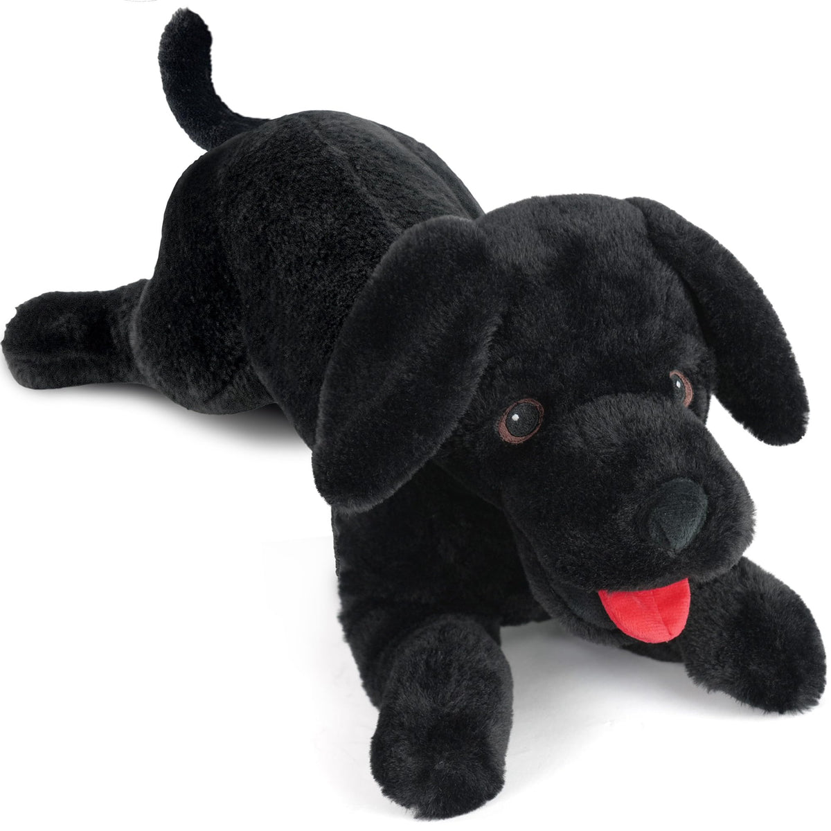 LotFancy 26-inch black lab plush dog, safe for kids, cozy cuddle friend