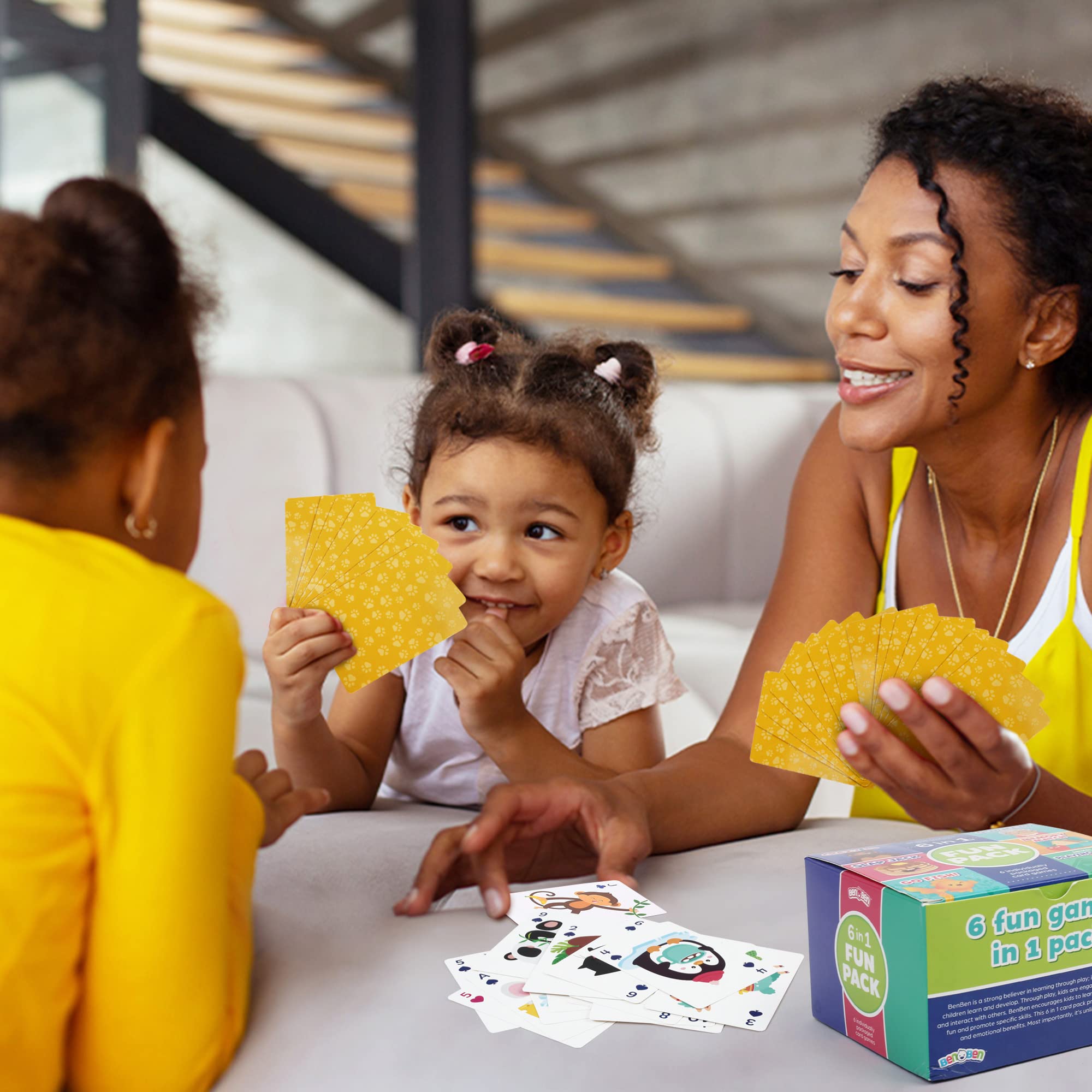 LotFancy kids playing cards at a table promoting family bonding and screen-free fun