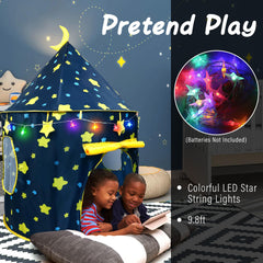 LotFancy Play Tent blue fabric exterior invites indoor and outdoor adventures