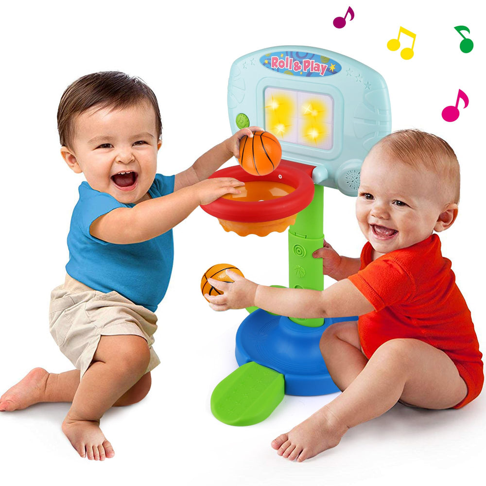 LotFancy toddler basketball hoop front view supports early play and motor skills.