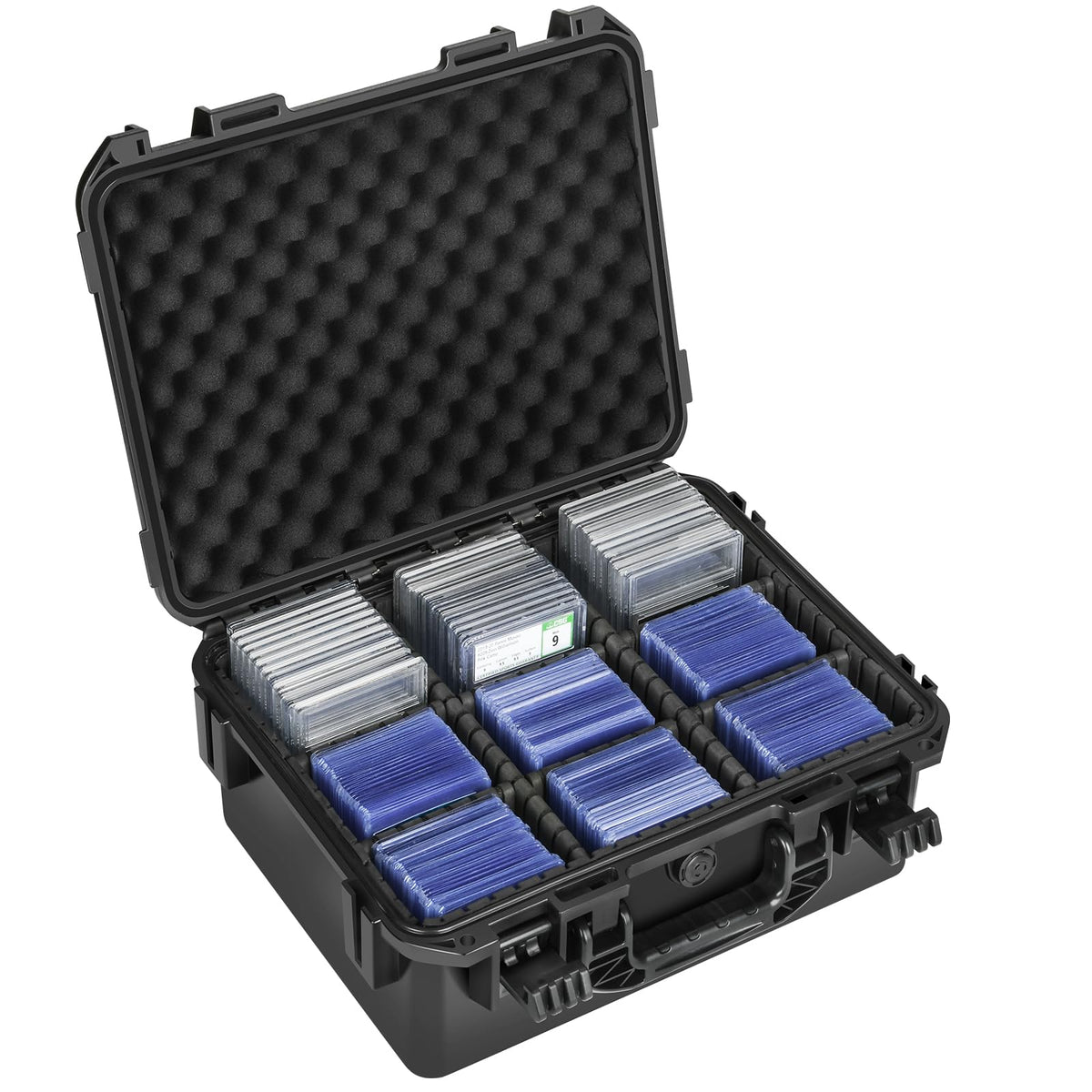 LOTOCASE front view of graded-cards case with rugged shell protection