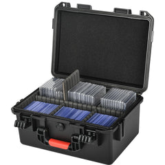 LOTOCASE graded card storage box front view with organized space for top loaders