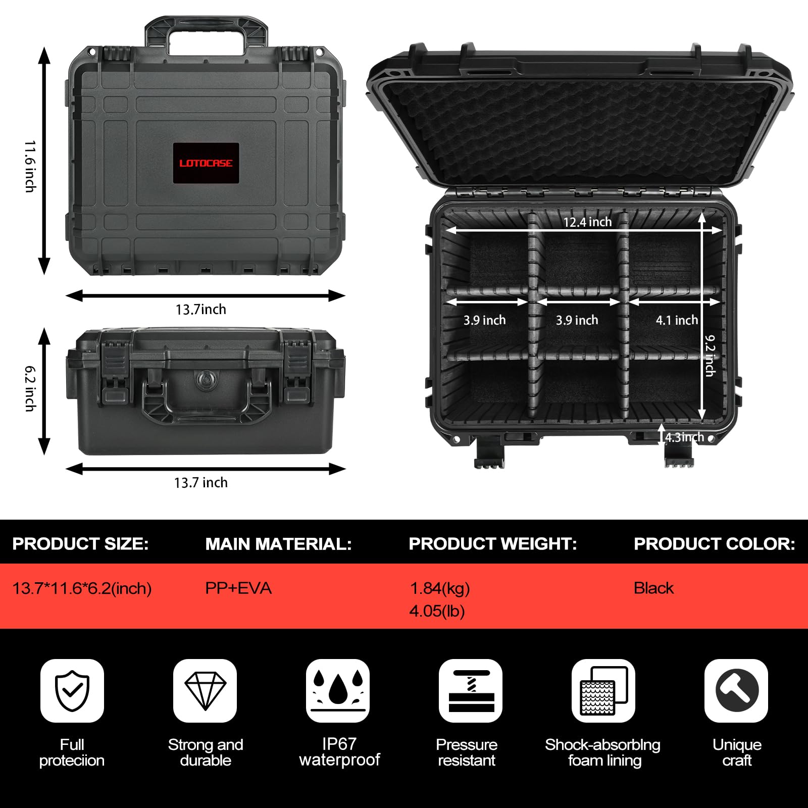 LOTOCASE warranty/service note indicating 12-month coverage