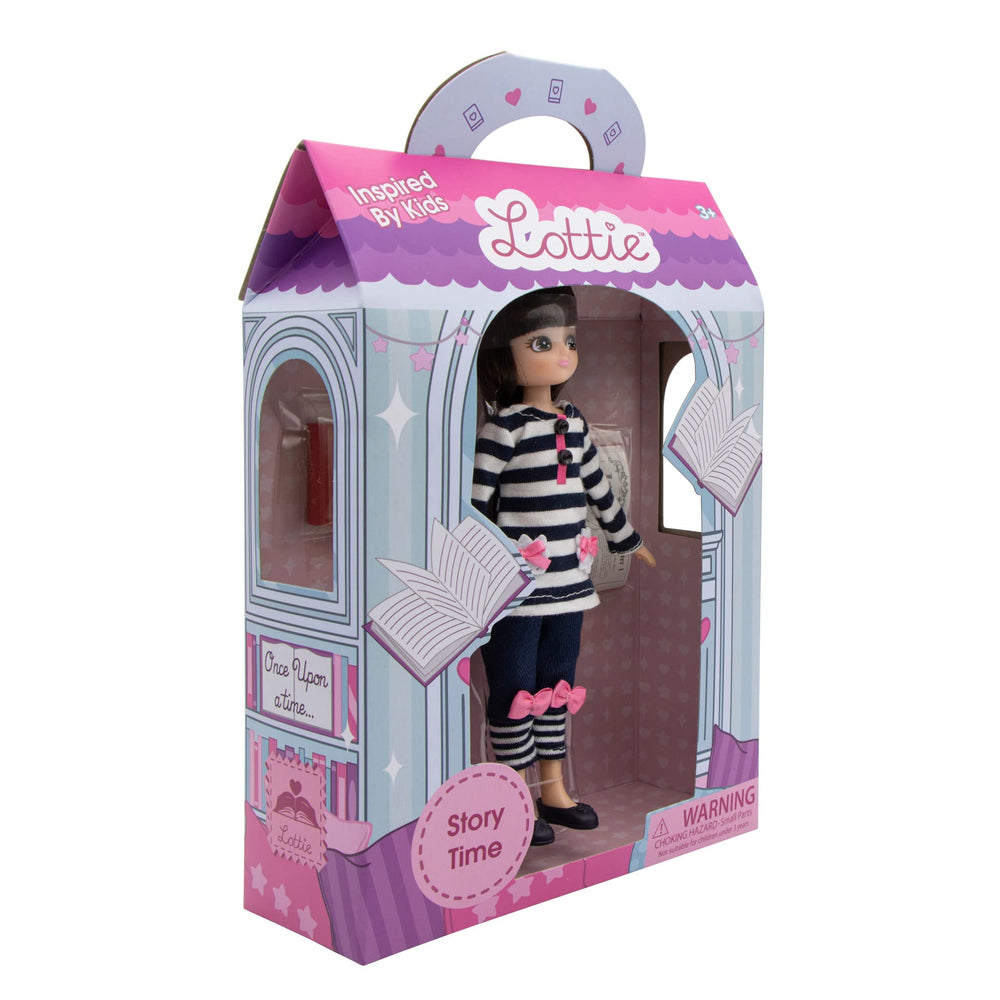 Lottie Story Time Doll cream cushion adds plush comfort during reading or play.