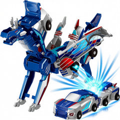Lottmopi collision transforming dinosaur car toy blue dragon in action for kids
