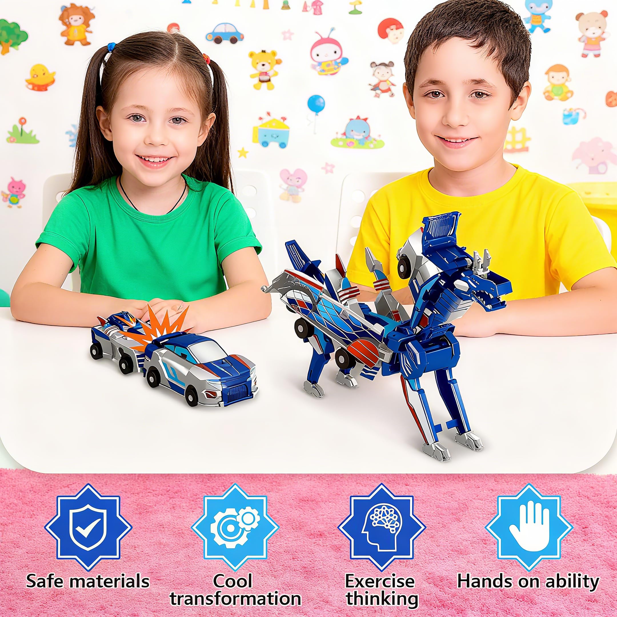 Lottmopi versatile indoor outdoor play with blue dragon dinosaur car