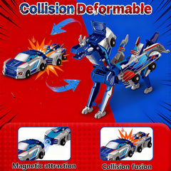 Lottmopi magnetic crash toy shows quick mode change from car to dinosaur