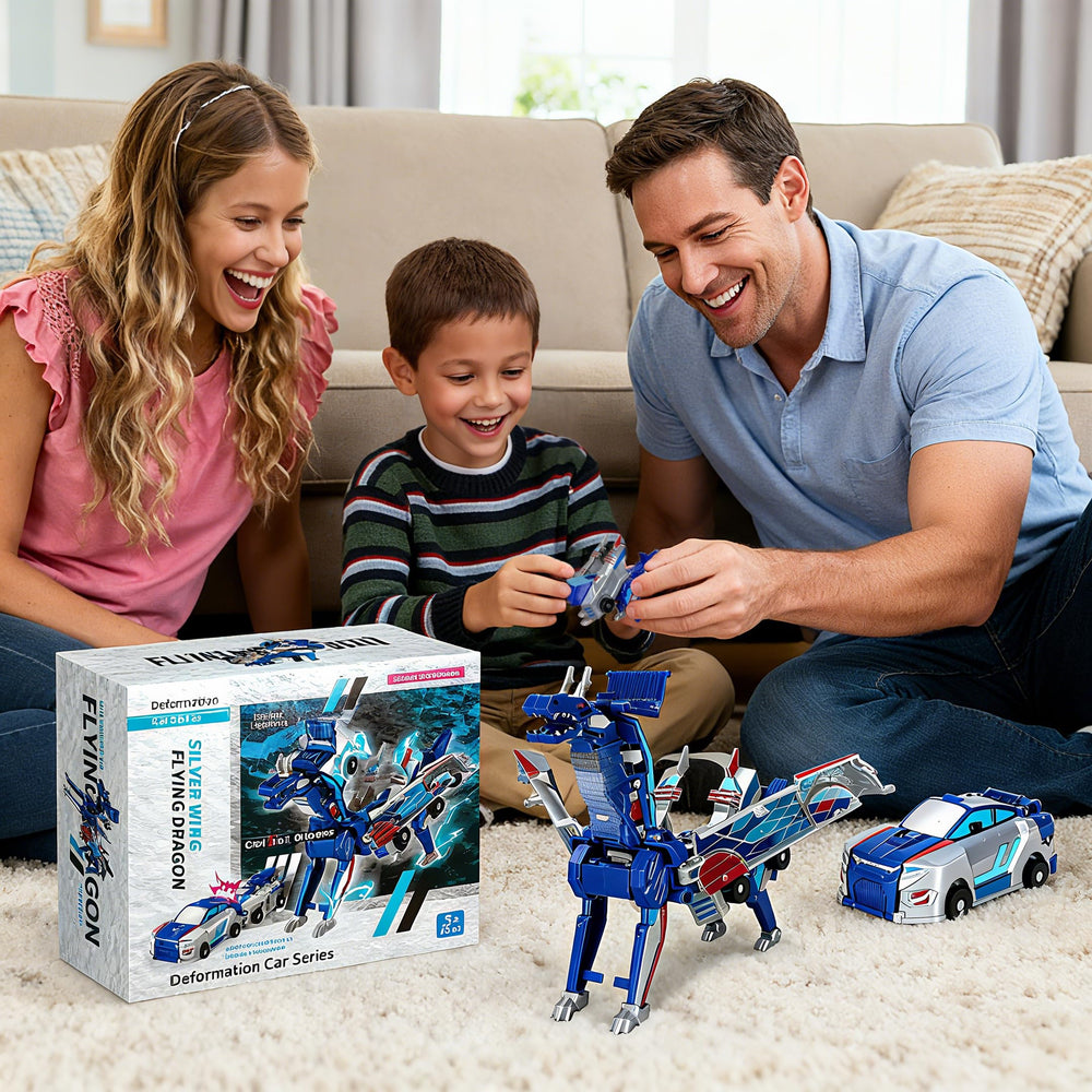 Lottmopi blue dragon 2-in-1 dino-car gift for kids