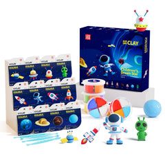 LOUFOR air dry clay kit contents display colors and sculpting tools for creative projects.