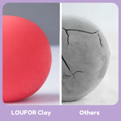 LOUFOR air dry clay kit with kids crafting session in progress