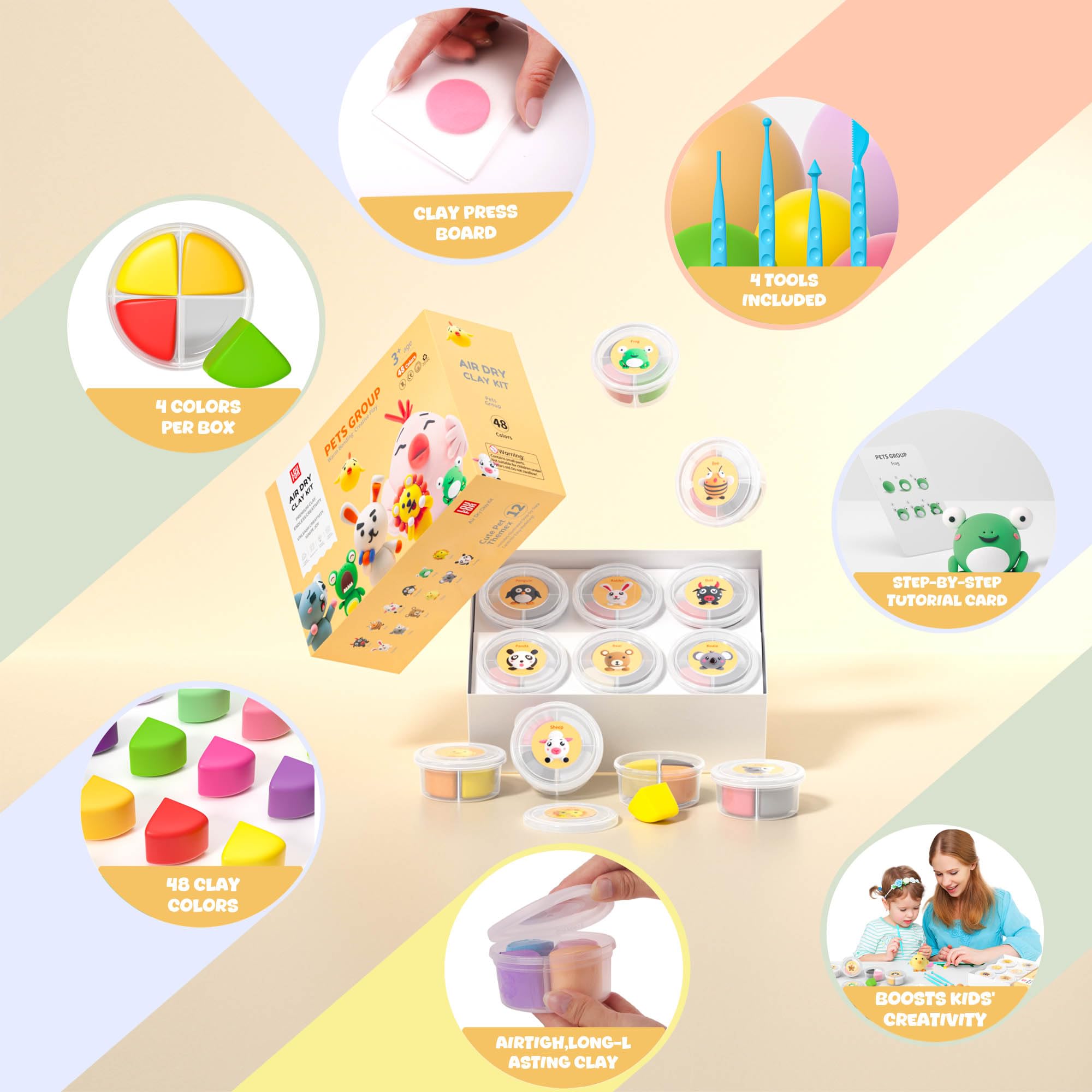 LOUFOR four-compartment cans keep colors organized during crafts