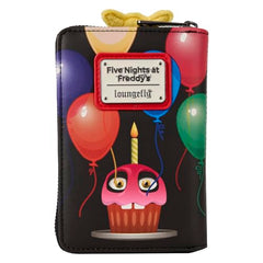 Loungefly FNAF wallet zipper keeps items secure and accessible.