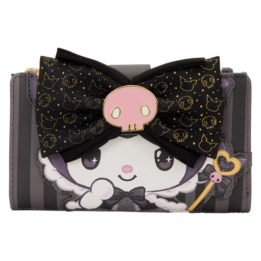 Loungefly Sanrio Kuromi wallet front with 3D bow for chic daily carry