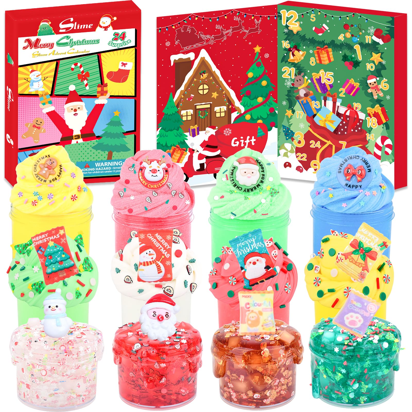 Louseadon Christmas slime countdown Advent calendar with daily surprises for kids.