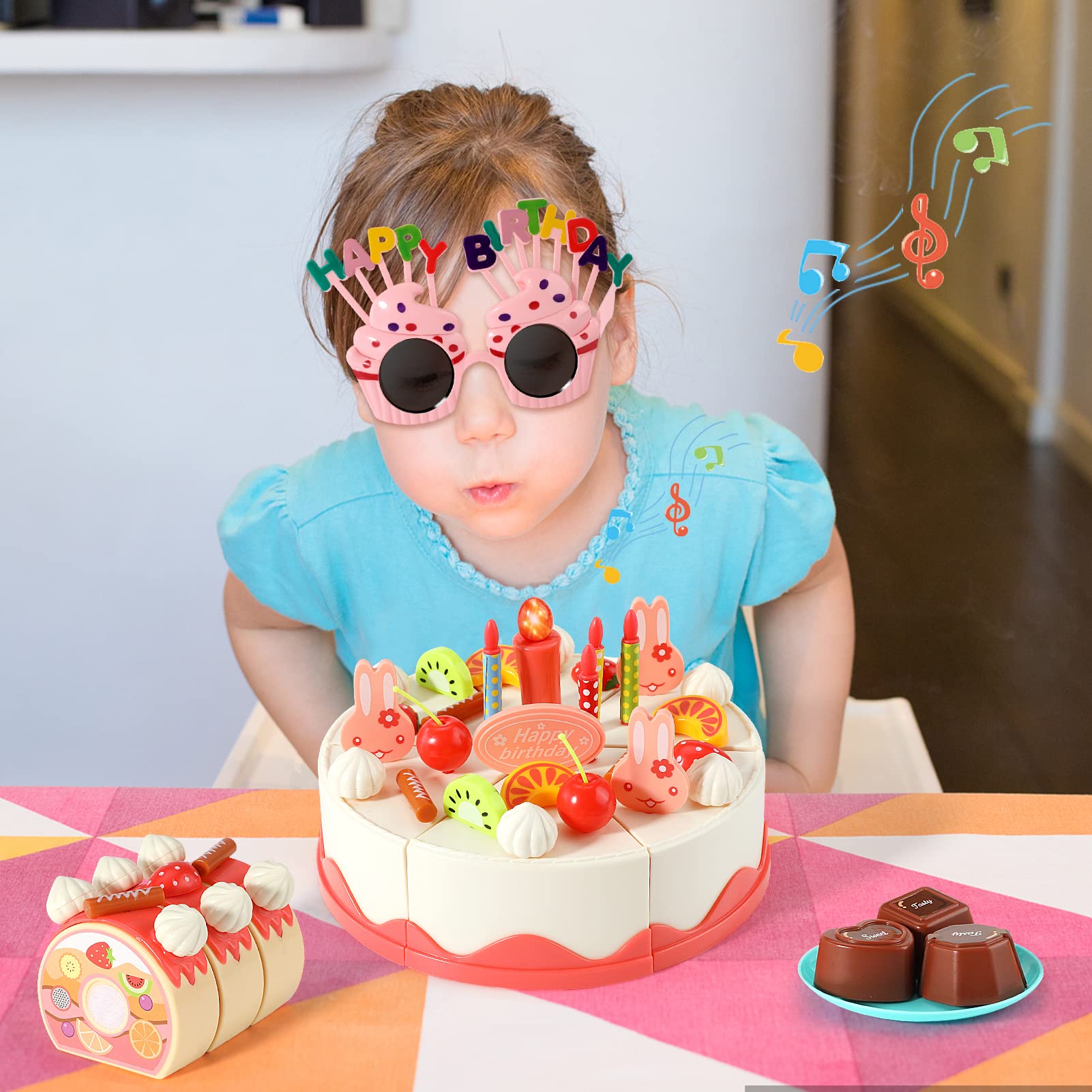 LOVE LIFE 83pcs birthday cake play set bright colors attract attention during play