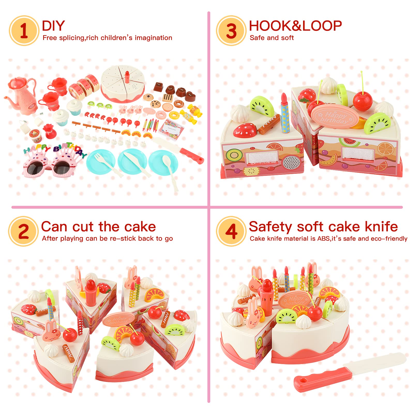 LOVE LIFE 83pcs birthday cake play set durable pieces for lasting playtime