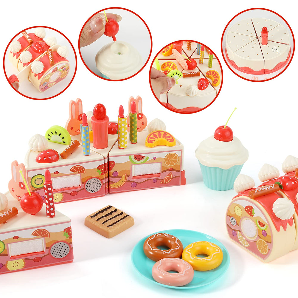 LOVE LIFE 83pcs birthday cake play set slices and plates for sharing play