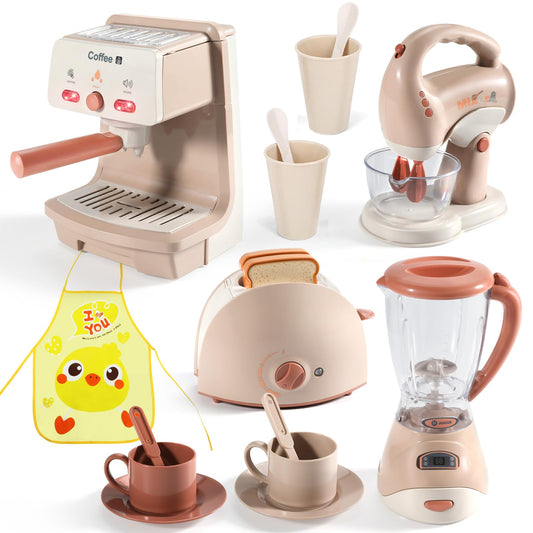 LOVE LIFE coffee maker playset with lights boosts imaginative play and fine motor skills.