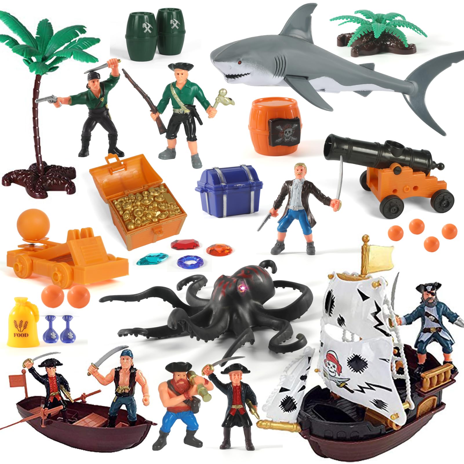 LOVE LIFE pirate action figures with boat playset for imaginative storytelling.
