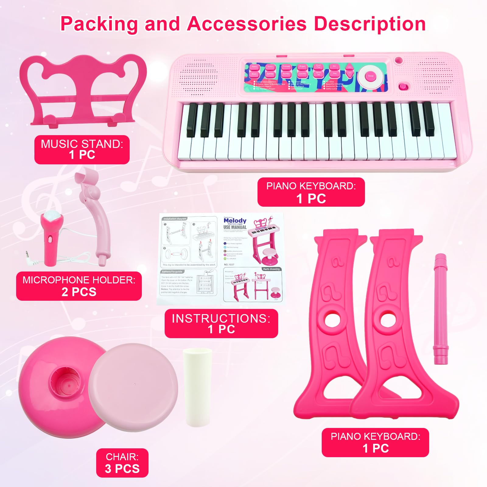 Love&Mini 2-speaker stereo toy piano for richer sound