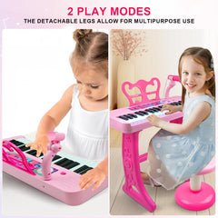 Love&Mini pink keyboard with stool and microphone for interactive play