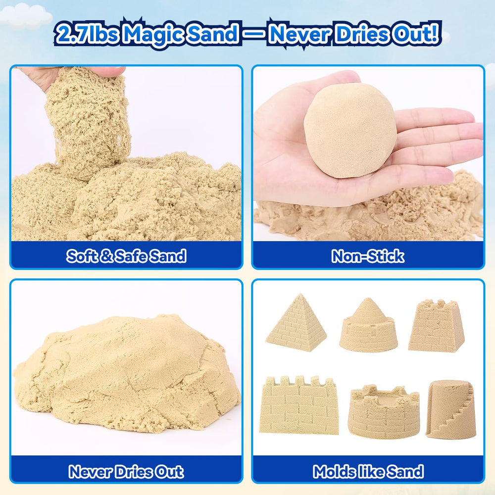 Love&Mini magic sand closeup showing moldable texture for castles.