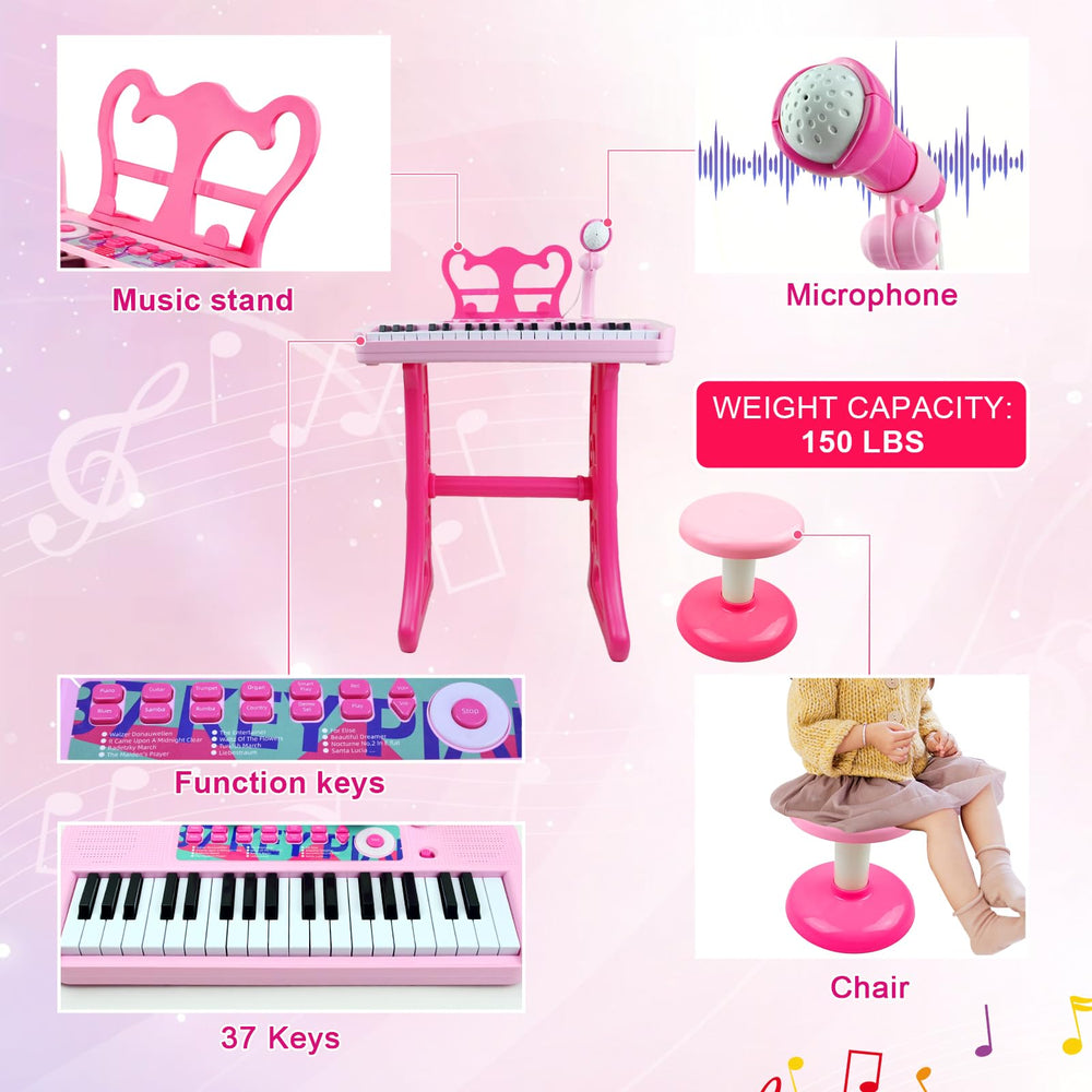 Bright pink Love&Mini piano gift for young girls