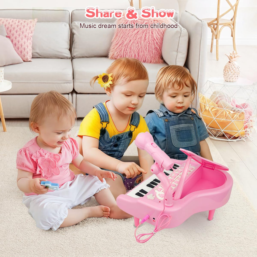 Love&Mini pink piano toy, disco mode, inspires lively rhythm and dance.