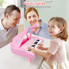 Love&Mini pink piano toy with microphone supports interactive singing and exploration.