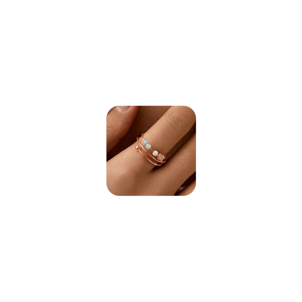 LOVECOM rose gold opal fidget ring close-up highlighting bead details for fidget ease.