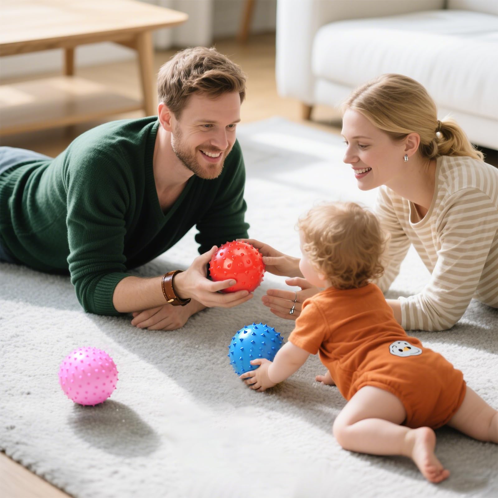 LOVEINUSA sensory ball 12-pack in bright colors for kids' learning activities and stress relief.