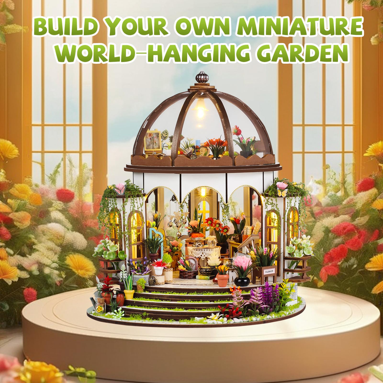 Lovelyhome detailed flowers and plants decorate the miniature garden
