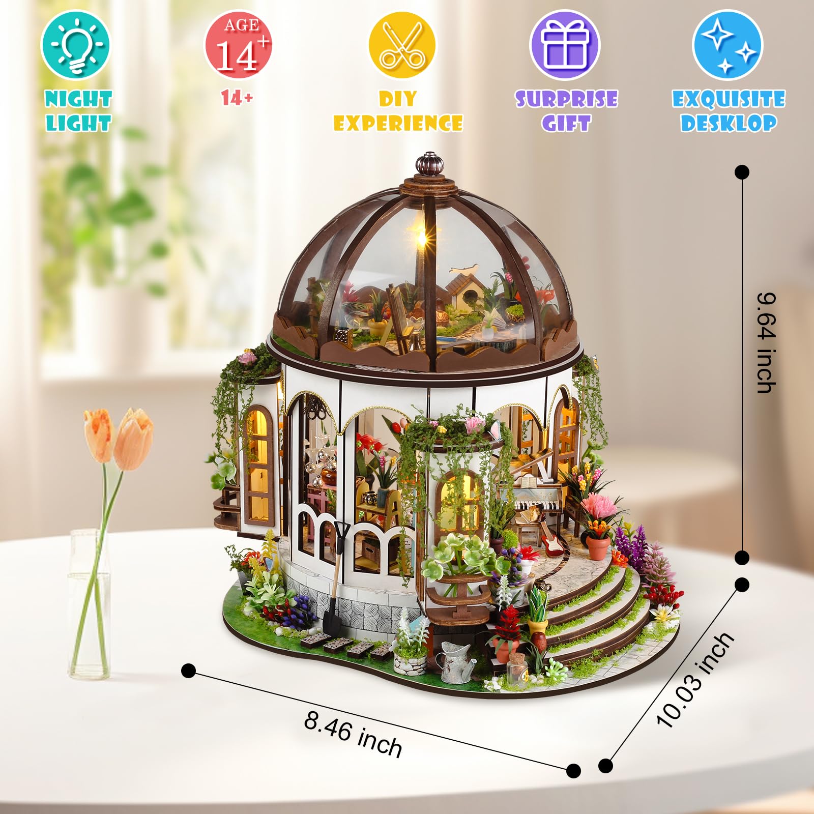 Lovelyhome LED lighting illuminates the finished mini scene