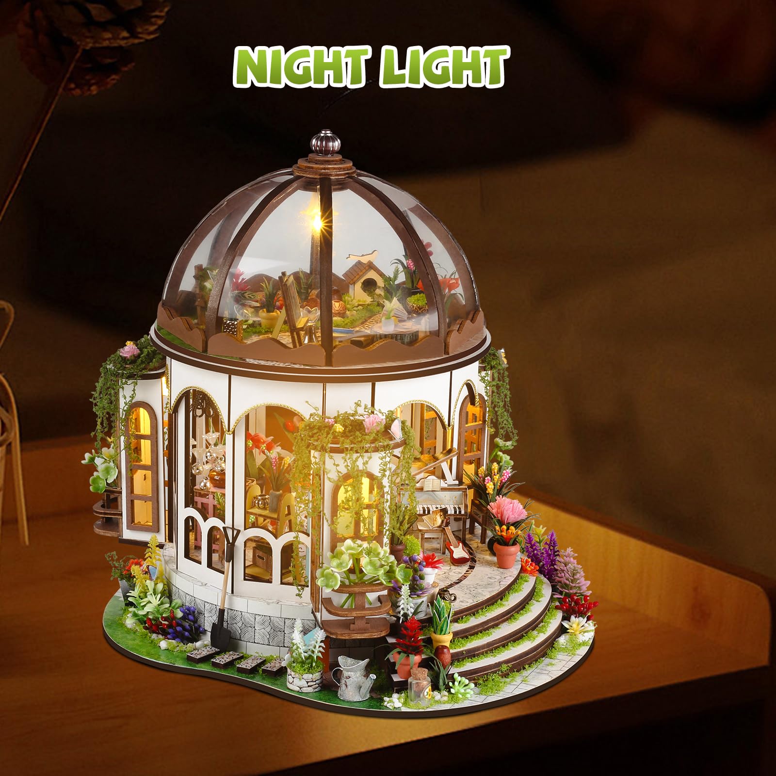 Lovelyhome dollhouse with LED lighting for warm ambience