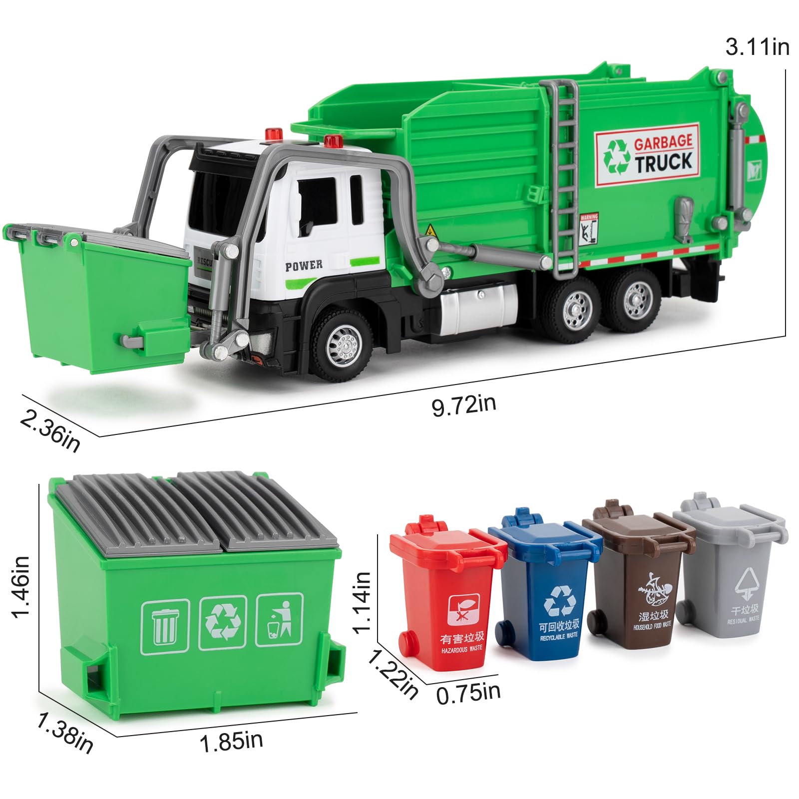 LOVEPOSELEY front garbage-bin opening mechanism for sorting pretend waste.
