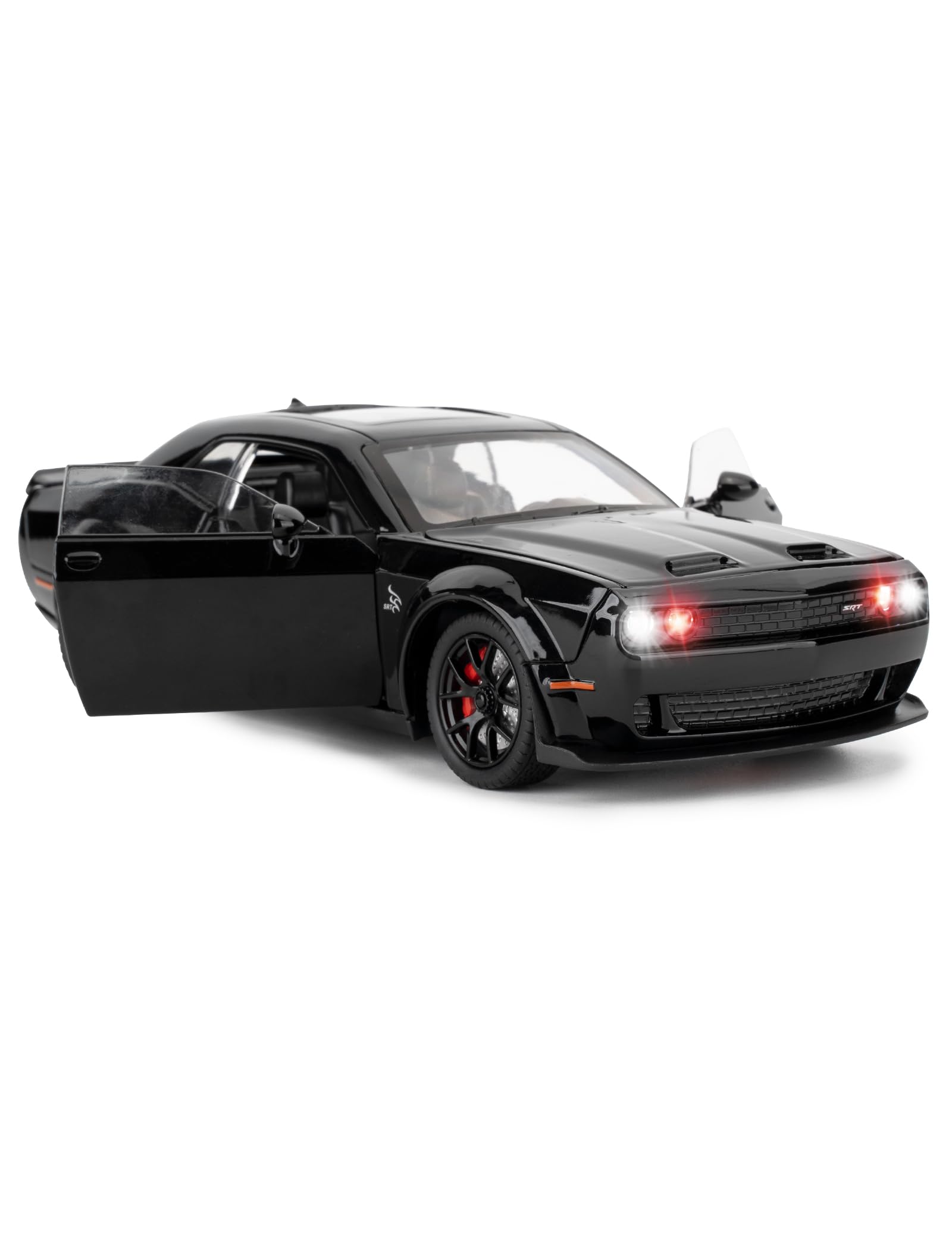LOVEPOSELY Dodge Challenger SRT Hellcat black front view with glossy finish for display