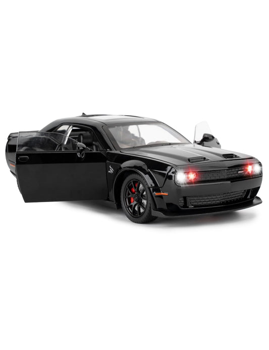 LOVEPOSELY Dodge Challenger SRT Hellcat black front view with glossy finish for display