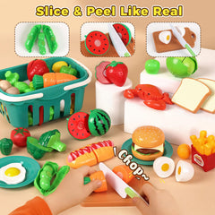 LovesTown cutting board and utensils encourage safe, hands-on cooking role-play.