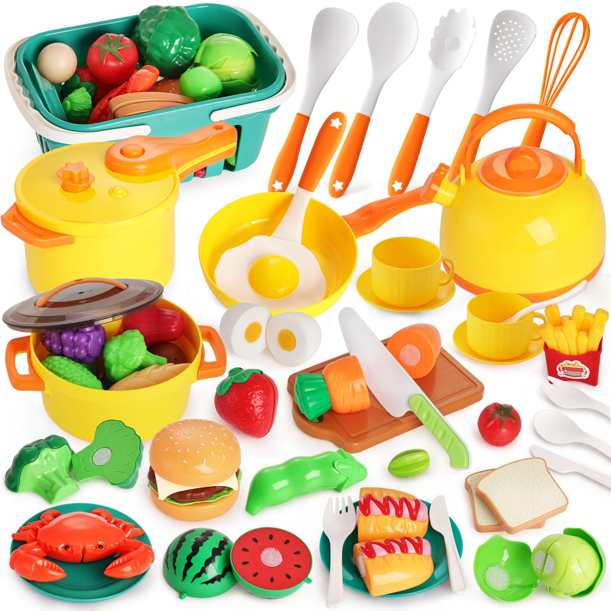 LovesTown pots and pans set for toddlers promotes imaginative kitchen play and motor skills.