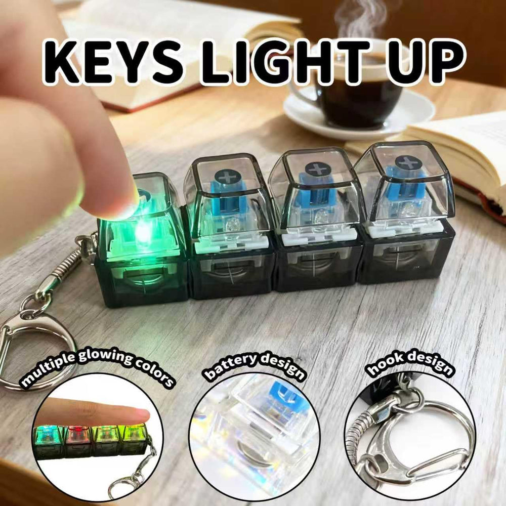 LOVESPACE LED glow keychain showing mechanical-click feel for focus