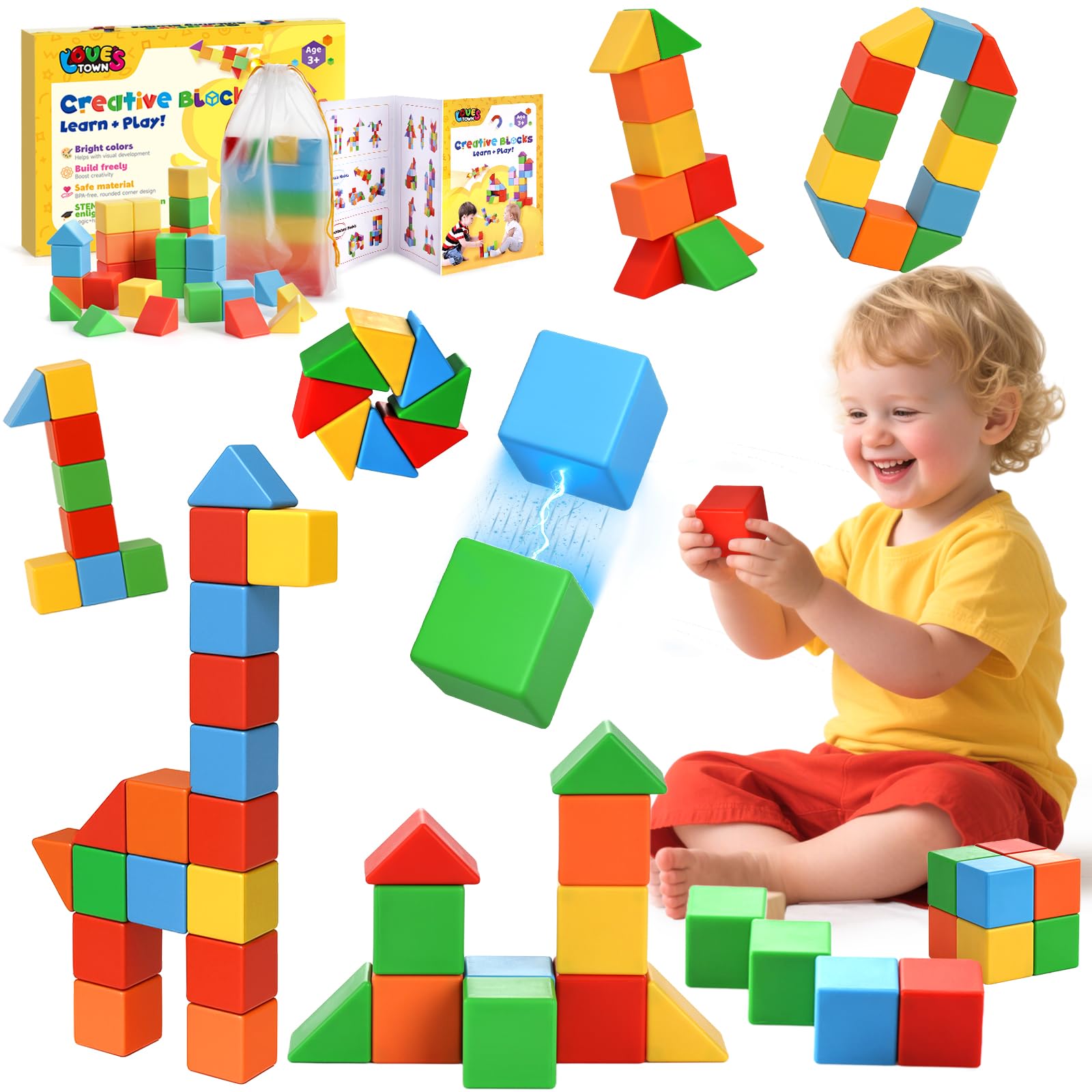 LovesTown 28pcs magnetic blocks for toddlers ready-to-stack play