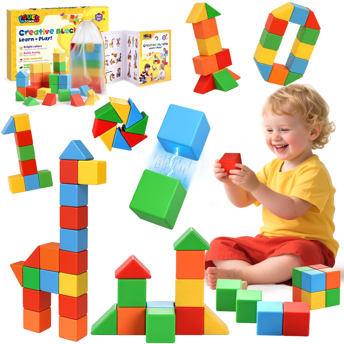 LovesTown 28pcs magnetic blocks for toddlers ready-to-stack play